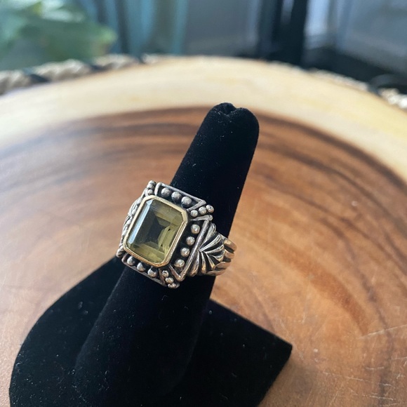 Stunning Vintage 925 Silver Ring & Earrings set with 14k Gold Trim - Picture 11 of 11